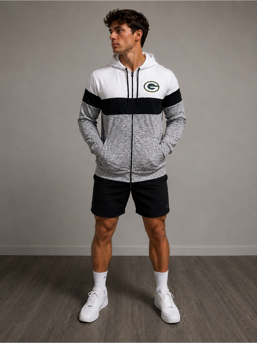 NFL White Hoodie with Black Drawstrings